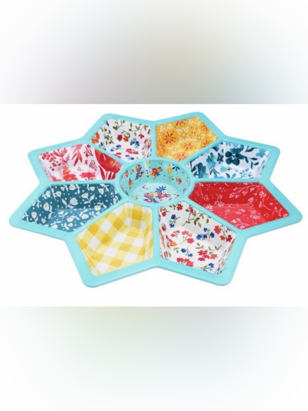 The Pioneer Woman Patchwork Medley Melamine Divided Star Serving Tray